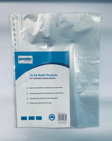 Premier A4 Refill Pockets  Pack of 10 Buy in Multiples of 12