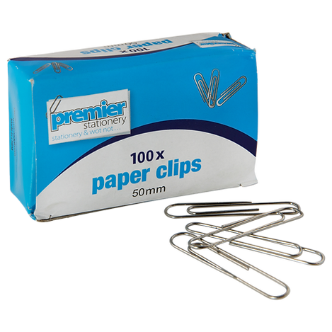 Premier Stationery 50mm Stainless Steel Paper Clips  Value Pack of 1000 10 x Pk100
