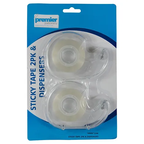 Premier Sticky Tape with Dispenser 18 MM x 33 M  2 PK  Buy in Multiples of 12 