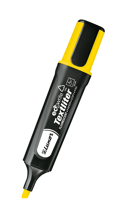 Eco Highlighters Fluoro Luxor Highlighter Yellow Ink  made using 73 postconsumer recycled materials  Buy in Multiples of 12 