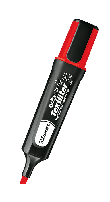 Luxor Highlighter Red  made using 73 postconsumer recycled materials  Buy in Multiples of 12  Buy in Multiples of 12 