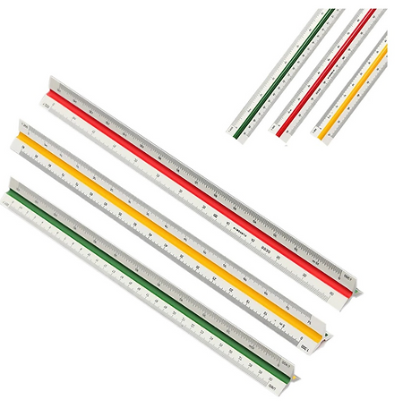 Plastic Triangular Ruler  with 6 Metric Scales 175 1100 1125 125 150 120
