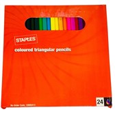 STAPLES Coloured Triangular Pencils  Pack of 24