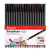 Luxor Fineliner Neo 045mm Pack of 18  Assorted Colors  Fine Tip Writing  Drawing Pens