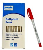 Premier Economy Ballpoint Pen  Medium Point Red Ink 10MM  Box of 12 Pens Buy in Multiples of 12