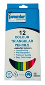 Premier Triangular Colour Pencils  Pack of 12 Assorted Colours  3mm Lead BreakResistant Ecofriendly plantation timber Buy in Multiples of 12