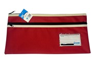 Polyester Pencil Case  Large 350mm x 180mm  Double Zipper  Name ID Panel
