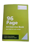 A4 70gsm Exercise Book 96 Pages  12mm Ruled with Margin  QLD Year 3  4 School Notebook Buy in Multiples of 12