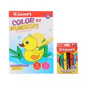 Luxor Funbook colour by numbers coloring book 12 pages and 6 broad line colouring Markers Set